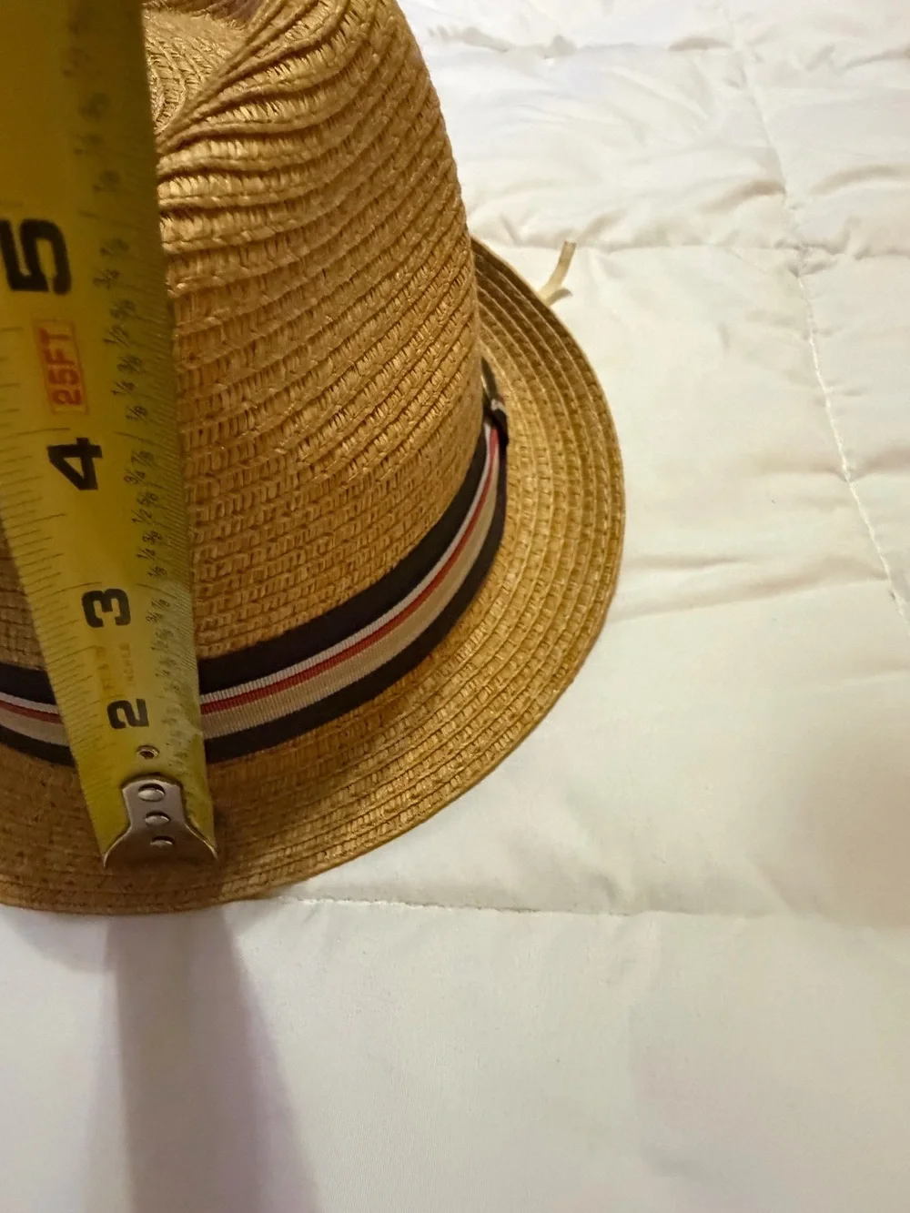Men's  Straw Fedora Hat with Striped Band